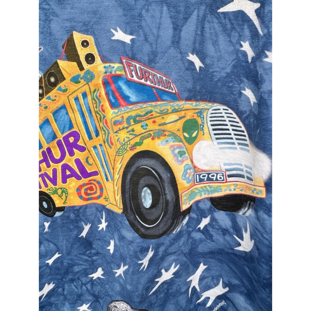 Authentic Vintage 1996 Liquid Blue Tie Dye Further Festival Concert Shirt XL